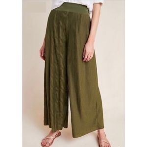 Anthropologie Delano Knit Wide-Leg Pants in Moss Green